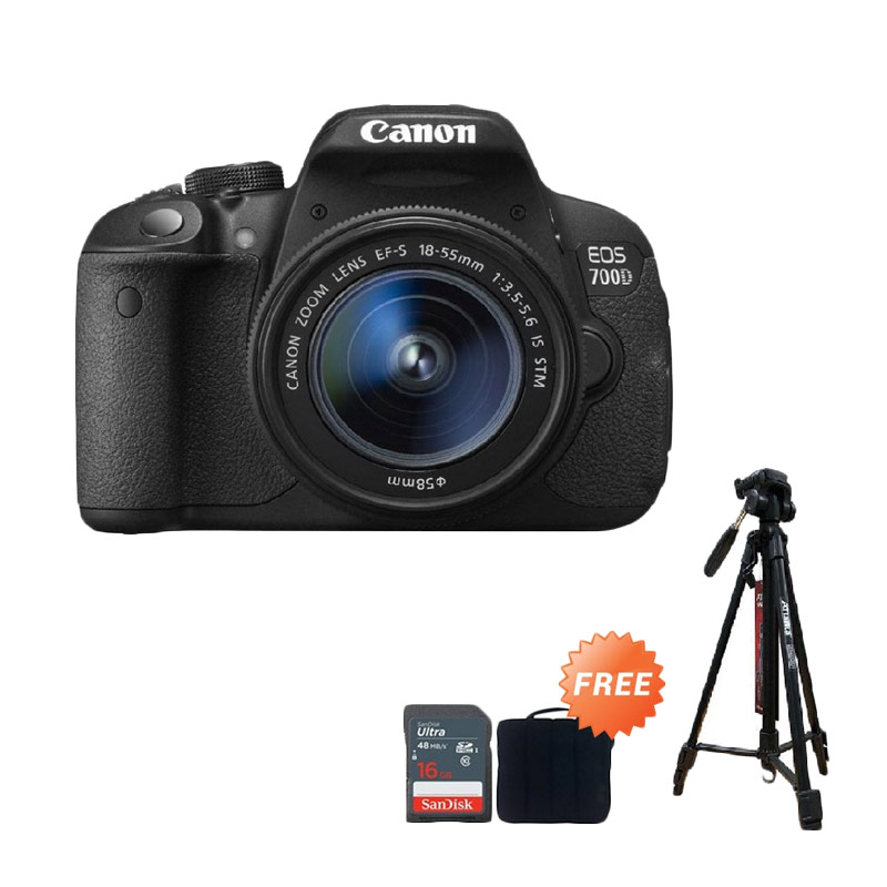 Canon EOS 700D 18-55 IS STM + Tripod Takara 203 + Tas Kamera Canon + Sandisk 16 GB