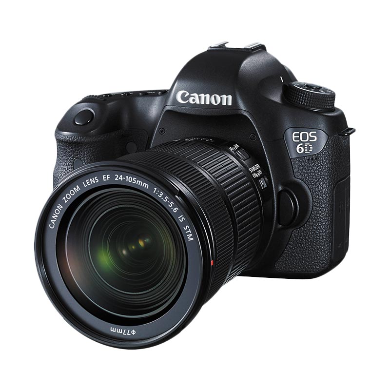 Canon EOS 6D Wifi Kit 24-105mm IS STM Kamera DSLR - Black + Free LCD Screen Guard