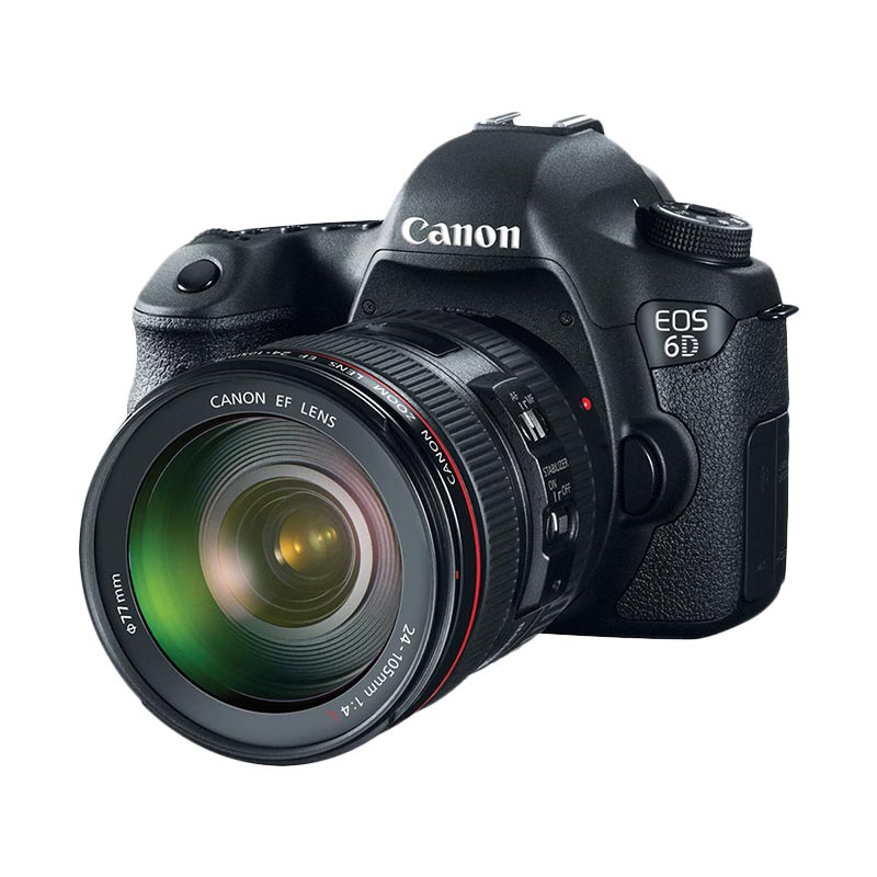 Canon EOS 6D Wifi Kit 24-105mm IS USM Kamera DSLR - Black + Free LCD Screen Guard
