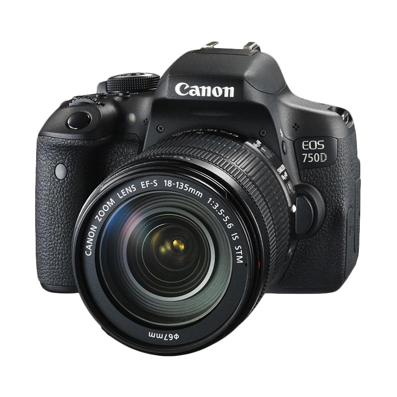 Canon EOS 750D Wifi Kit 18-135mm IS STM Kamera DSLR - Black + Free LCD Screen Guard