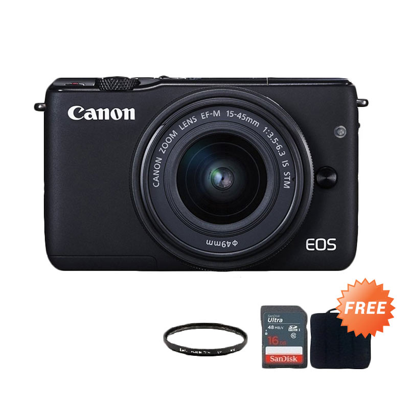 Canon EOS M10 Kit 15-45mm STM Kamera Mirrorless + Free Tas Kamera + Sandisk 16 GB + Filter