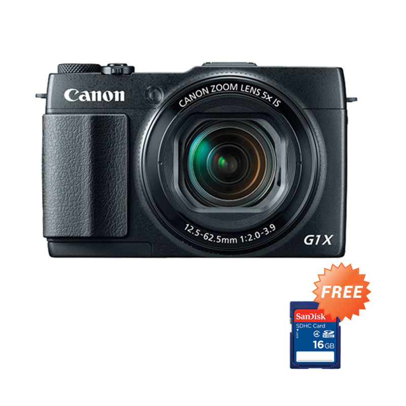 Canon PowerShot G1X Kamera Pocket [Mark II/12.8 MP/5x Optial Zoom] - Hitam + Free memory SD Sandisk 16GB