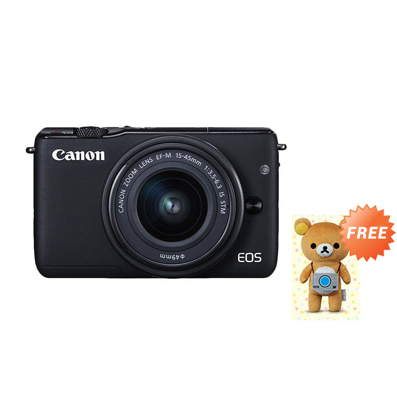 Canon EOS M10 Kit EF-M 15-45mm IS STM Kamera Mirrorless - Hitam + Free Rilakkuma Boneka
