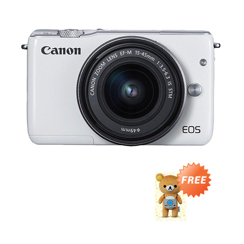Canon EOS M10 Kit EF-M 15-45mm IS STM Kamera Mirrorless - Putih + Free Rilakkuma Boneka