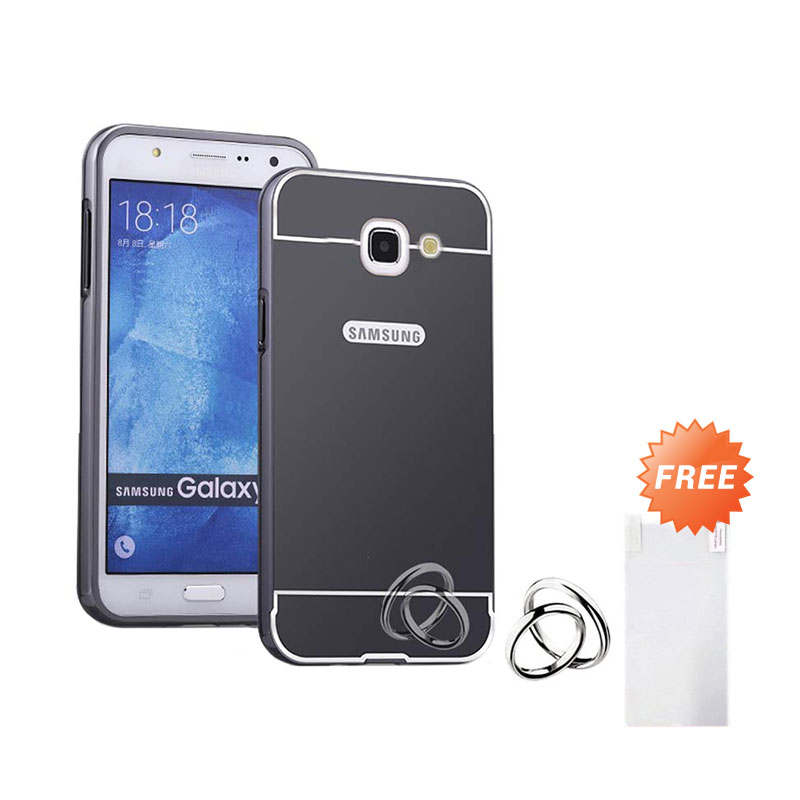 harga Case Aluminium Bumper Mirror Slide Casing for Samsung Galaxy Note 1 - Hitam + Free
