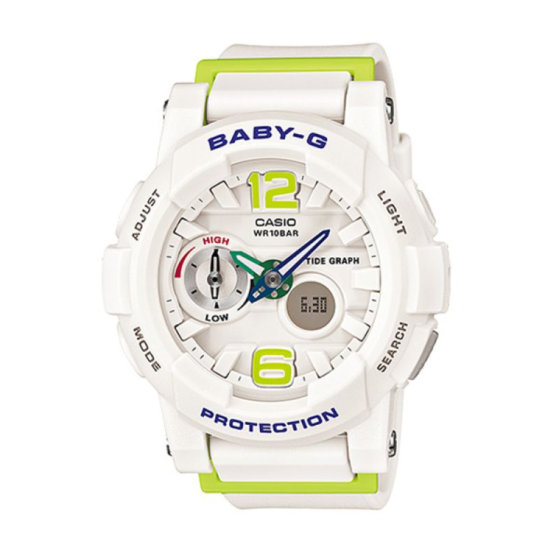 Jual Casio BABY-G G-LIDE BGA-180-7B2 White Green Jam 