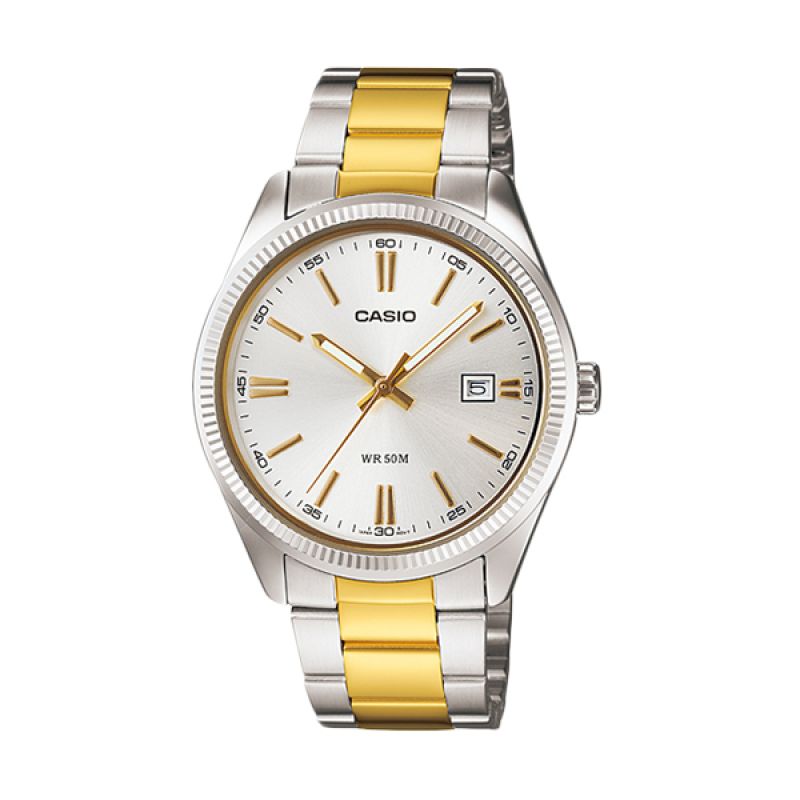 Jual CASIO MTP-1302SG-7A Gold Silver Jam Tangan Pria 