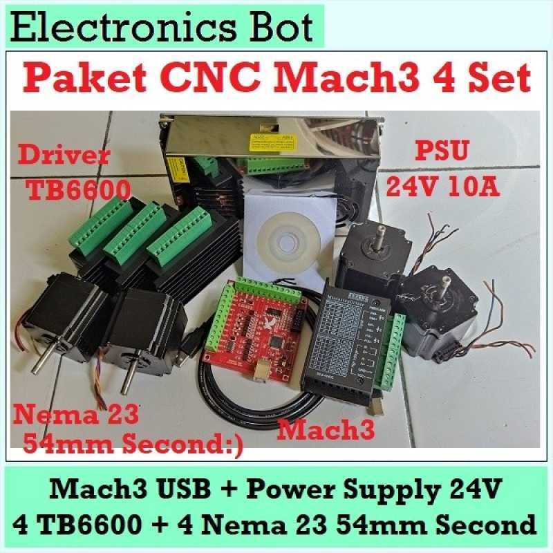 Promo [Ebs] Paket Cnc Mach3 Usb 4 Set Tb6600 Nema 23 54Mm Second ...