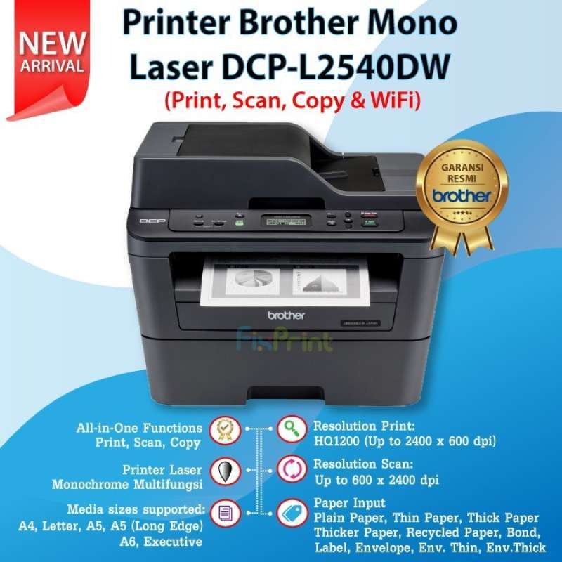 Promo Printer Brother DcpL2540Dw L2540 Mono Laser Multifunction Duplex