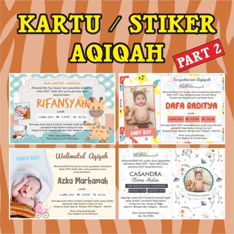 Jual KARTU AQIQAH PART 2 / STIKER AQIQAH / KARTU UCAPAN TASYAKURAN