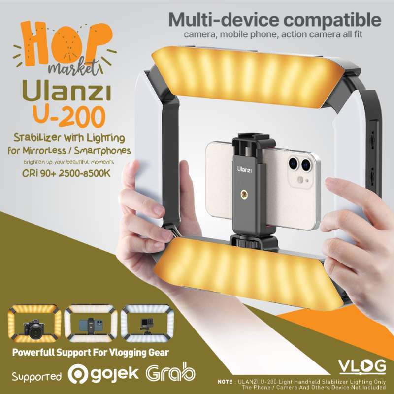 Jual ULANZI U200 Rechargable Ring Light Video Rig for Lampu Grip