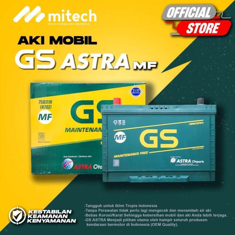 Jual Aki Mobil Ford Ranger GS MF ASTRA N70Z / 75D31R Aki Kering 12V