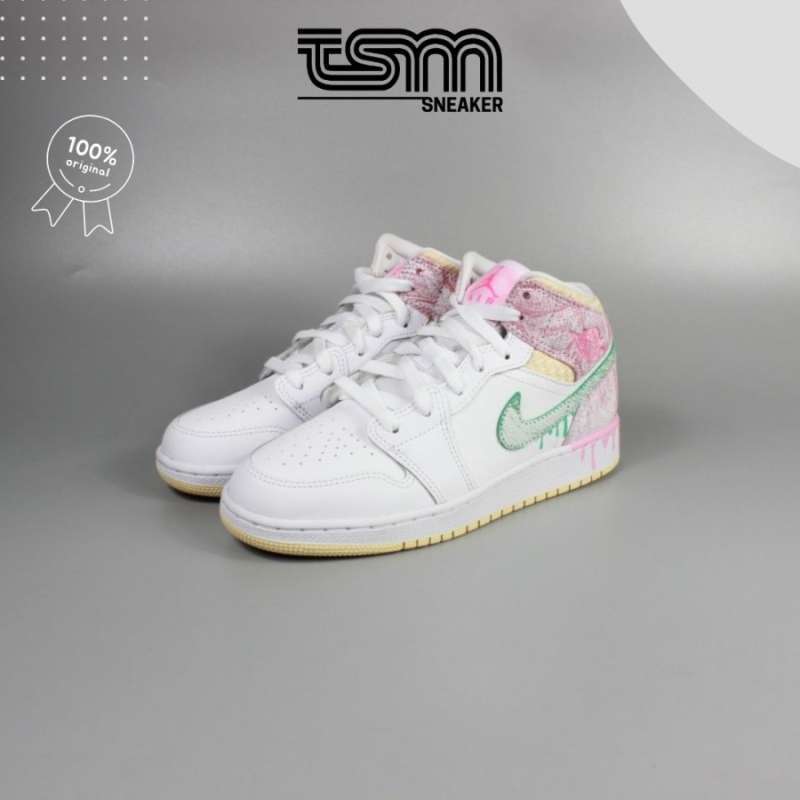 Jual Nike Air Jordan 1 Mid Paint Drip / Ice Cream 100 Original BNIB