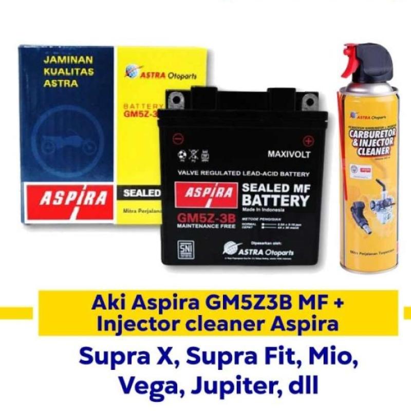 Promo Aki Aspira GM5Z-3BMF utk Motor Supra, Mio, JupiterZ + Injector
