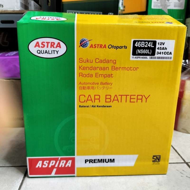 Jual Aki Mobil Nissan March, Evalia, Grand Livina NS60L/46B24L ASPIRA