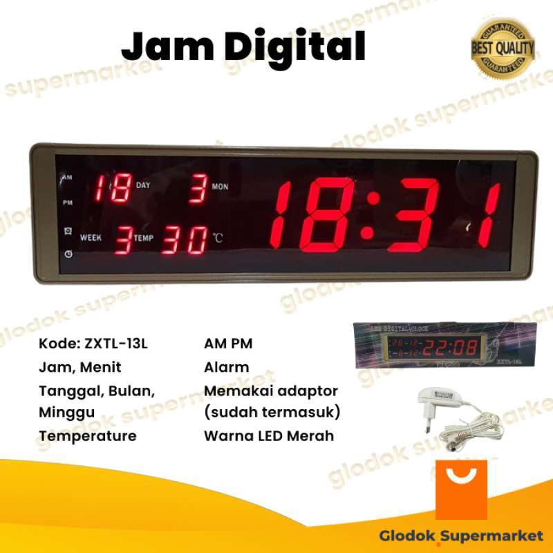 Promo Jam Digital Led Besar Kalender Temperature Alarm Meja Dinding