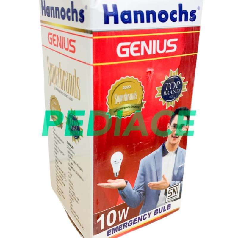Jual Lampu Emergency Bulb 10 Watt E27 Hannochs Genius Ac/dc Cahaya