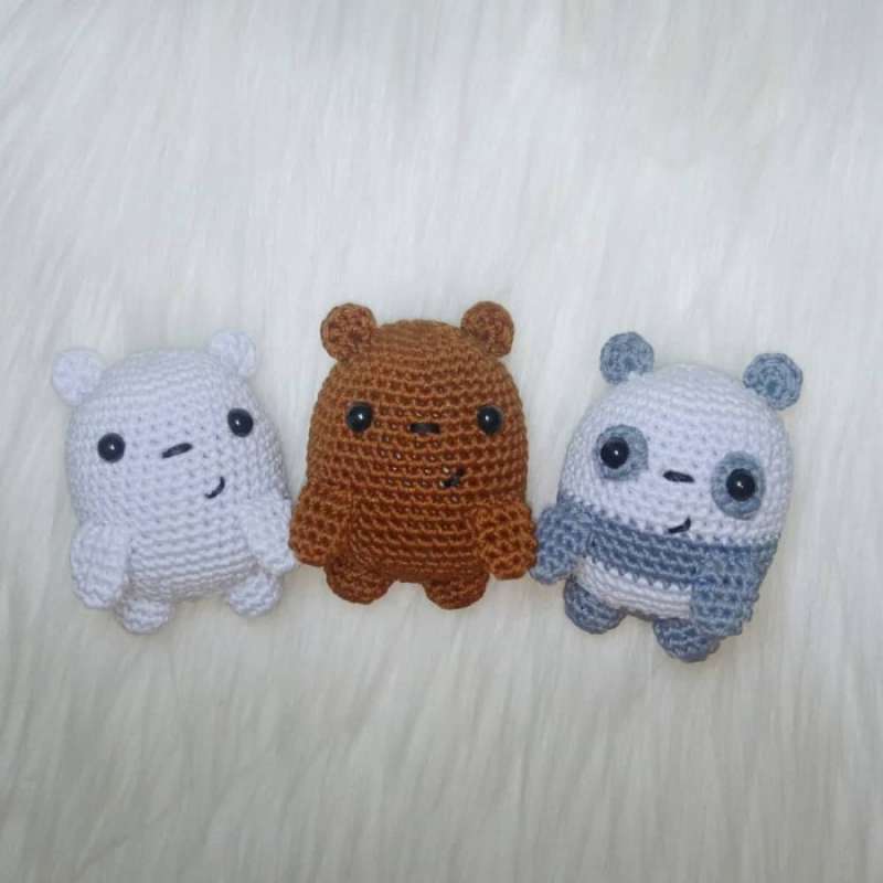 Promo Boneka Rajut Amigurumi We Bare Bears Ice Bear Grizzly Panda ...