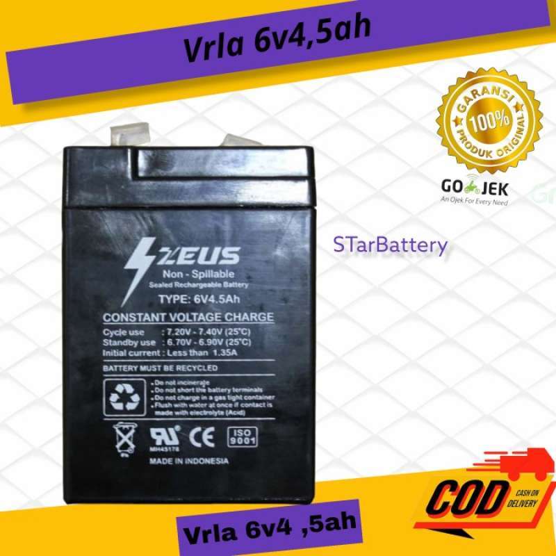 Promo Battery Aki Vrla Baterai 6V 4.5 Ah Baterai Lampu Emergency Diskon
