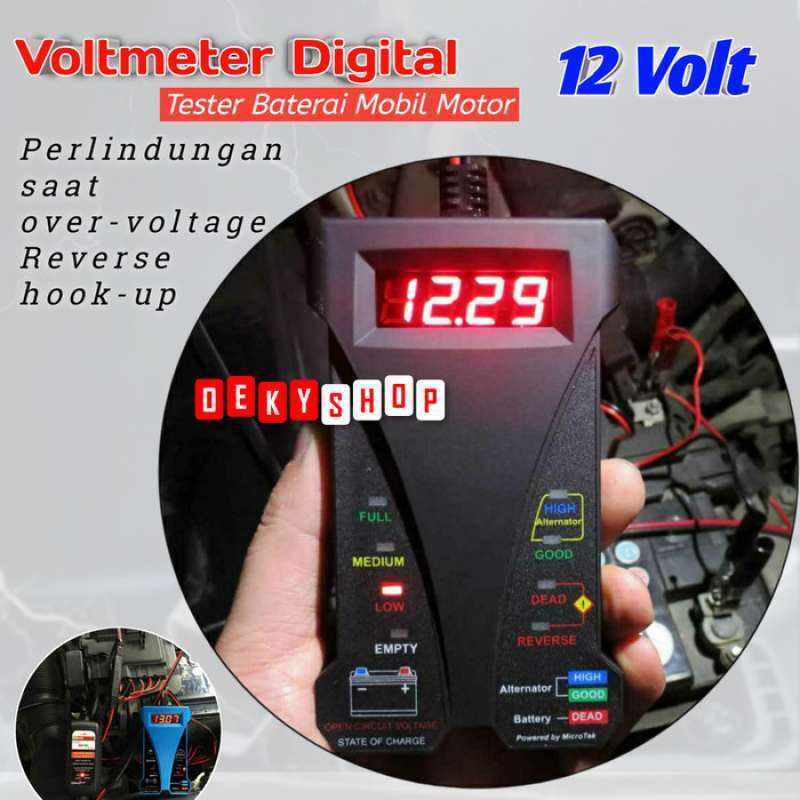 Promo Tester Tegangan Aki Accu Mobil Motor Digital Voltmeter Analyzer