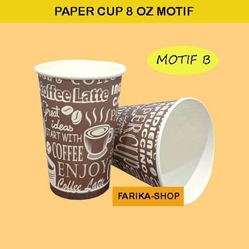 Jual Paper Cup Motif Ukuran 8 Oz Di Seller Umah Dapur - Sonokwijenan ...