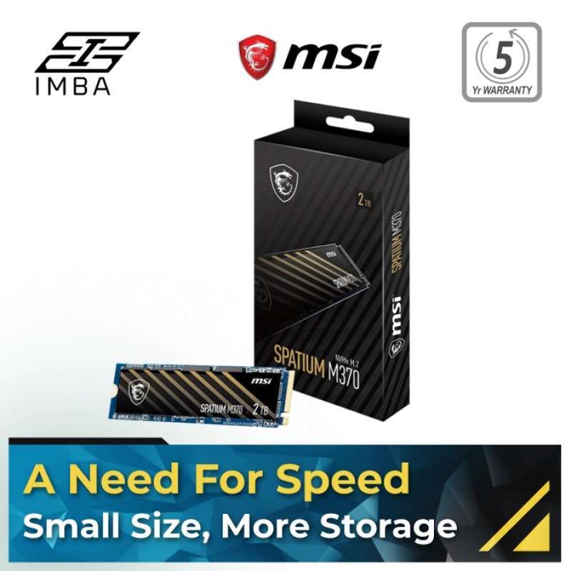 Promo MSI SPATIUM M370 PCIe 3.0 NVMe M.2 2TB [NVMe, Gen3] Diskon 23% di ...