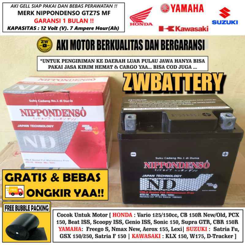 Promo Aki Motor Klx 150, Sonic 150, Gtr 150, Genio Iss Gtz7S Nippon Gel