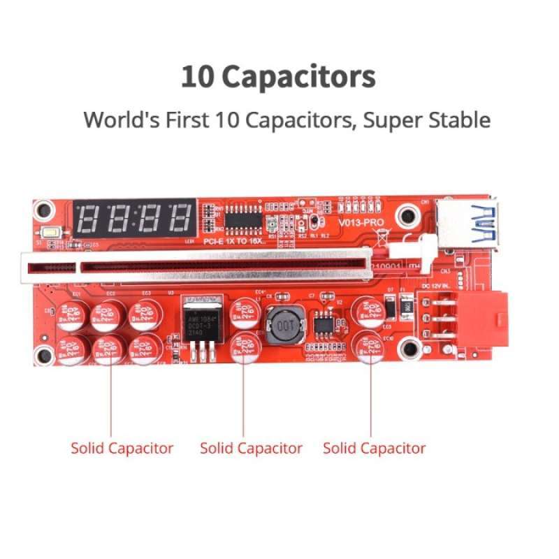 Promo Pcie Pci Express Riser Usb 3.0 1x To 16x 10 Capasitor Led Versi ...