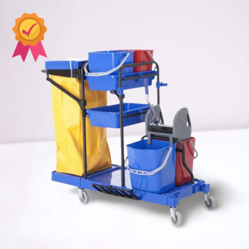 Promo Janitor Cart With Double Bucket Trolly Af08173 Troli