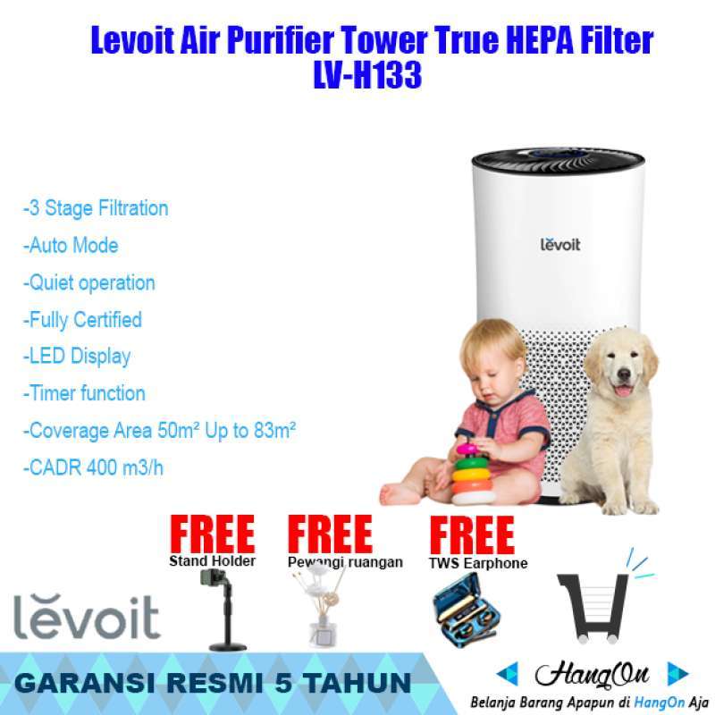 Promo Levoit LVH133 Air Purifier Tower True HEPA Filter H13 Auto Mode