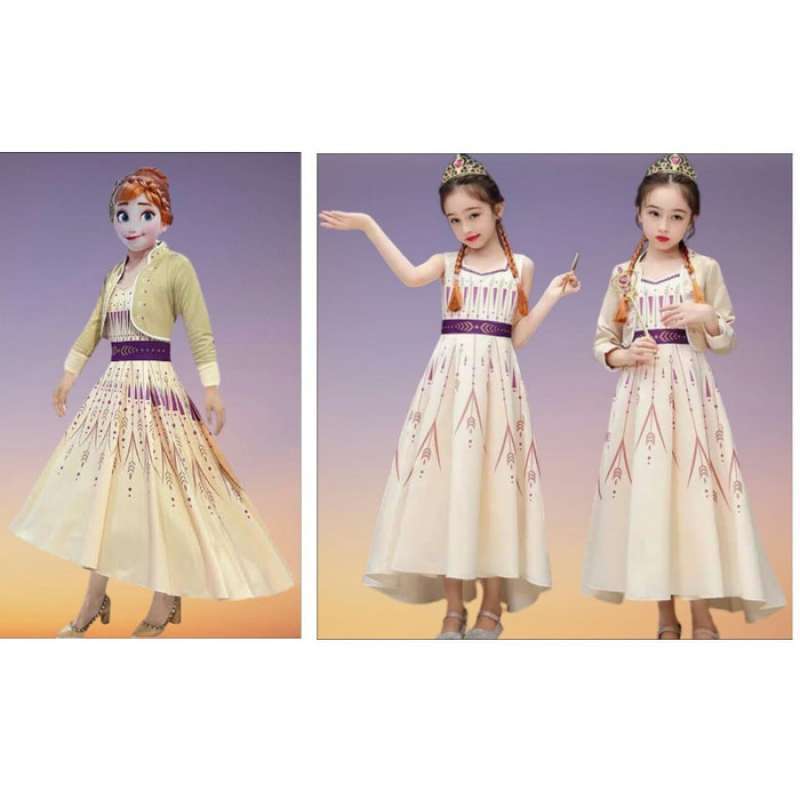 Promo Kostum Frozen 2 Anna Dua Dress Baju Princess Putri Anak Rompi