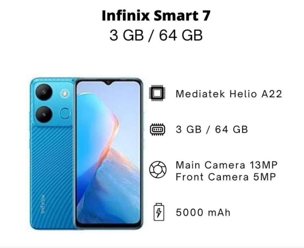 Jual INFINIX SMART 7 RAM 3/64 GB GARANSI RESMI ORIGINAL BISA KREDIVO ...
