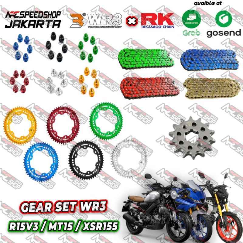 Jual GEAR SET WR3 R15 V3 XSR155 MT15 RANTAI RK CHAIN 428 130L KLO di