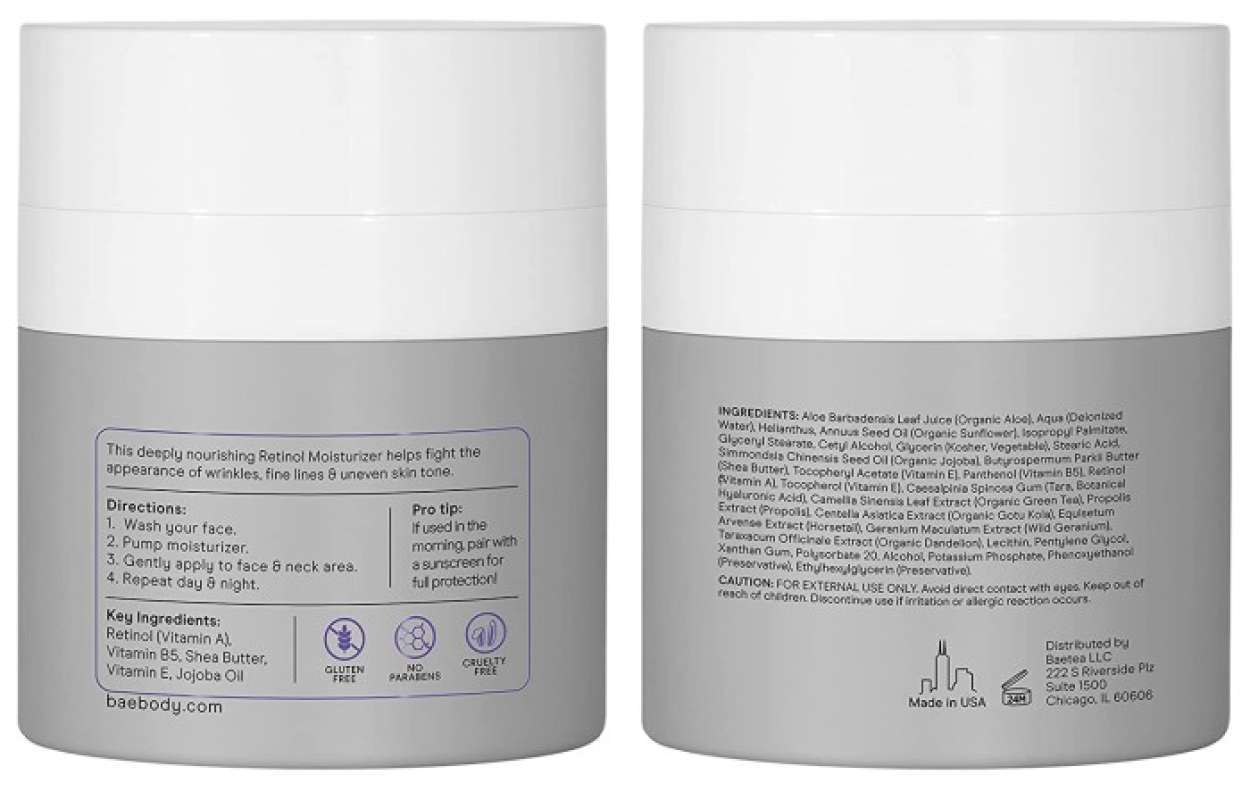 Promo Retinol Baebody Moisturizer Cream Untuk Wajah Dan Lingkaran Mata