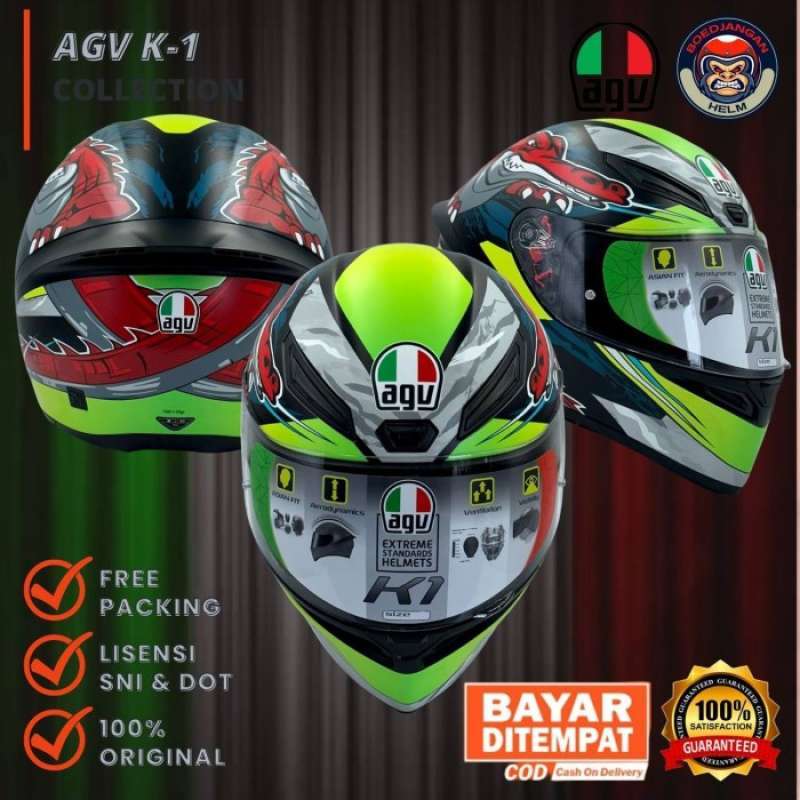 Jual AGV HELM K1 GRAPICH DUNDEE MATT LIME RED AGV ORIGINAL K1