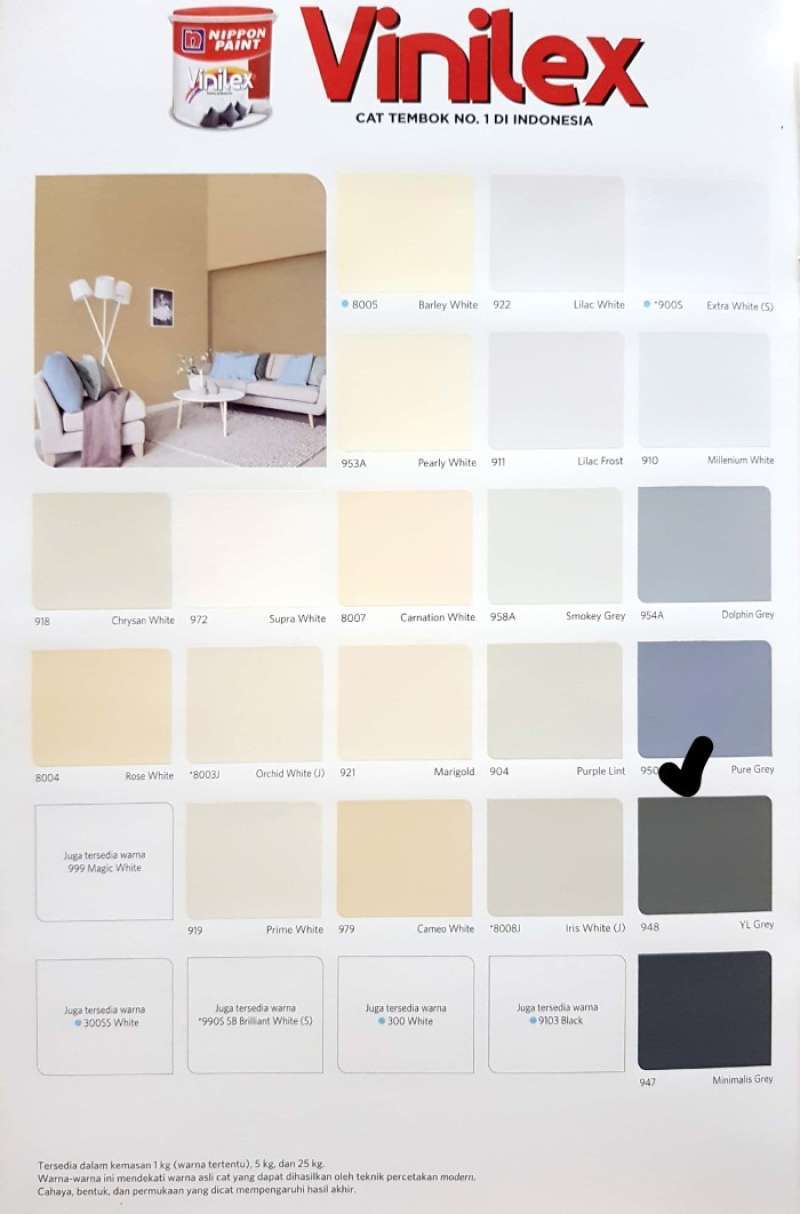 Jual Nippon Paint Cat Vinilex Dolphin Pure Grey/yl Grey/minimalis Grey
