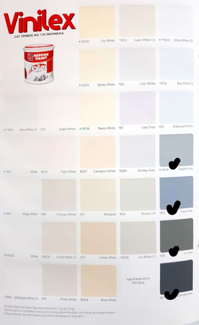 Jual Nippon Paint Cat Vinilex Dolphin Pure Grey/yl Grey/minimalis Grey