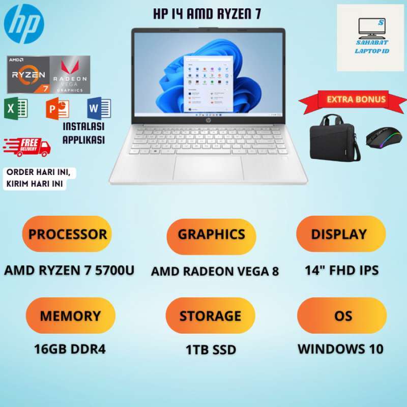 Hp Radeon R7 Laptop Promo LAPTOP HP 14S AMD RYZEN 7 5700U 16GB 1TB SSD SSD RADEON Diskon 33 ...