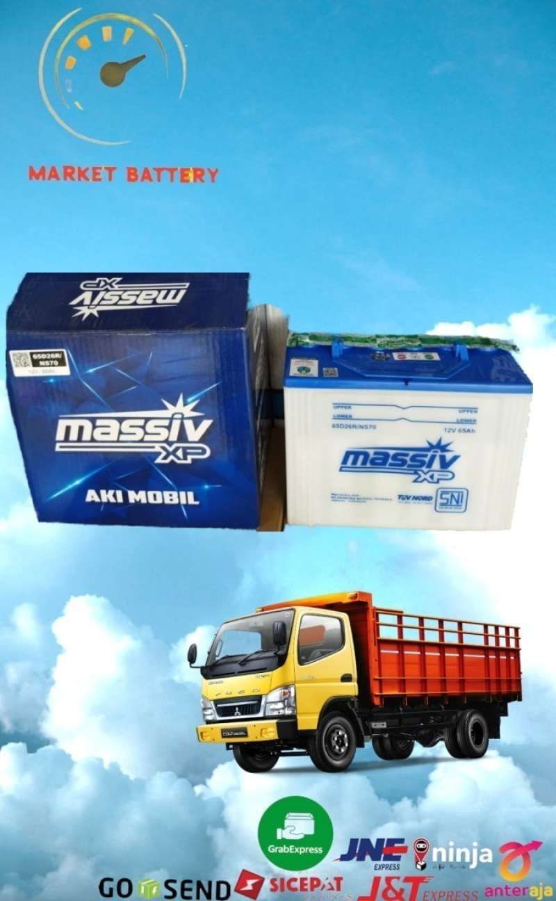 Promo Aki Massiv XP NS70 Truk,Dyna,Elf,Colt Diesel,Panther 12v65ah aki