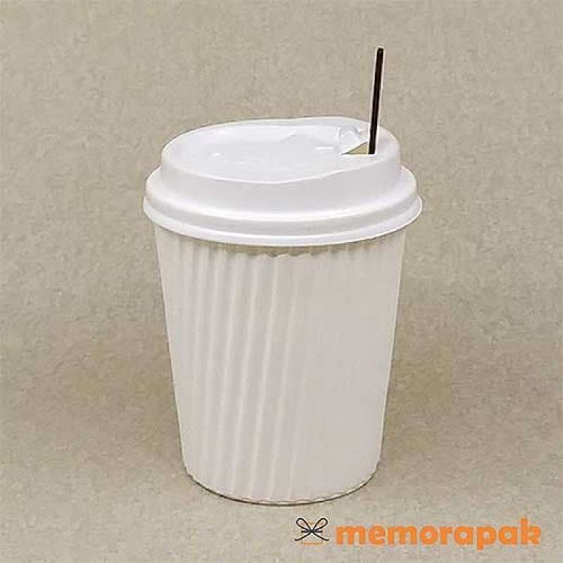 Promo Paper Cup 8 oz W-Barrier Putih + Tutup Putih + Stirrer Diskon 33% ...
