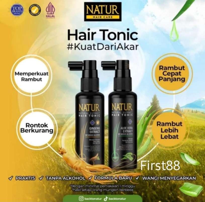 Jual Natur Natural Hair Tonic Ginseng / Aloe Vera Extract 50ml Bpom Di