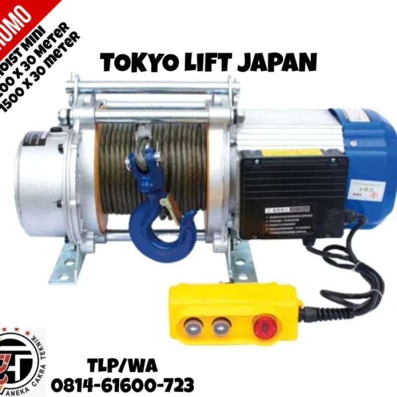 Promo Electric Hoist Mini 1500kg x 30 meter Tokyo lift Japan Diskon 23