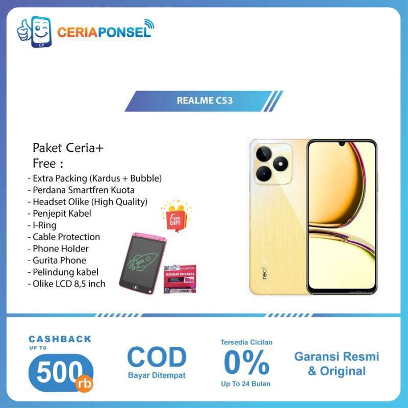 Promo Realme C53 8/256GB LTE 33W wired Unisoc Tiger T612 Garansi Resmi ...