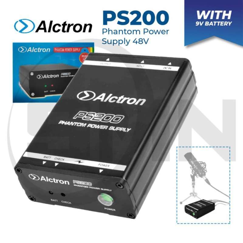 Promo PHANTOM POWER Alctron PS200 48V Portable Power Supply mic ...