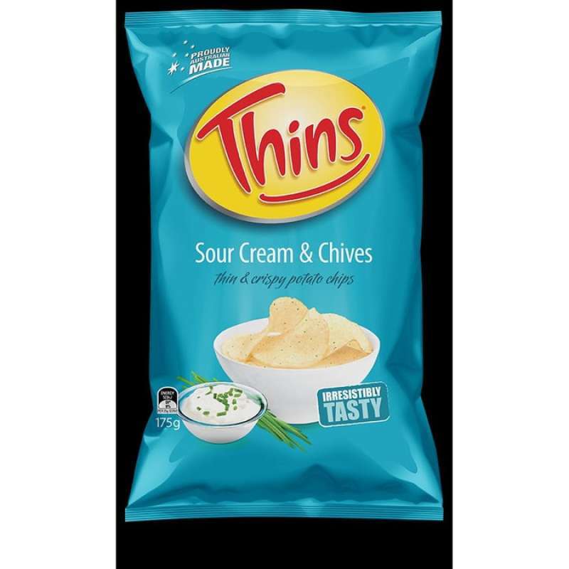 Promo Thins Sour Cream & Chives, potato chips Australia 175 gram Diskon