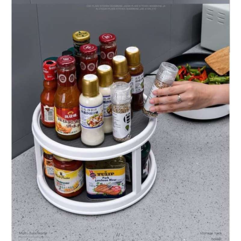 Jual Rak Bumbu 2 Susun Putar 360 Derajat / Rak Dapur Putar Serbaguna Di