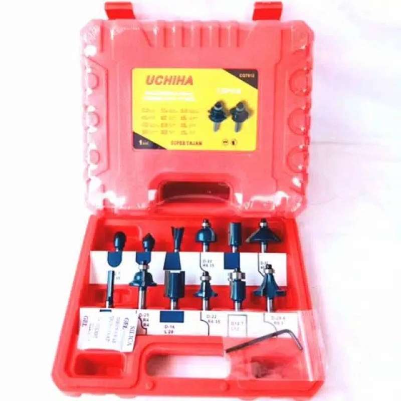 Promo Mata Router Bit Set 12pcs UCHIHA Mata Trimmer Profil Trimer Kayu ...