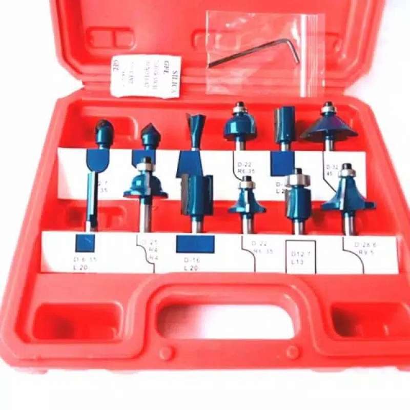 Promo Mata Router Bit Set 12pcs UCHIHA Mata Trimmer Profil Trimer Kayu ...