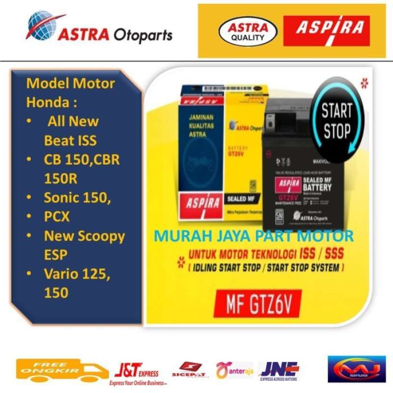 Promo Aki kering Aspira Gtz 6v mf Honda CB 150 CBR 150R Sonic 150