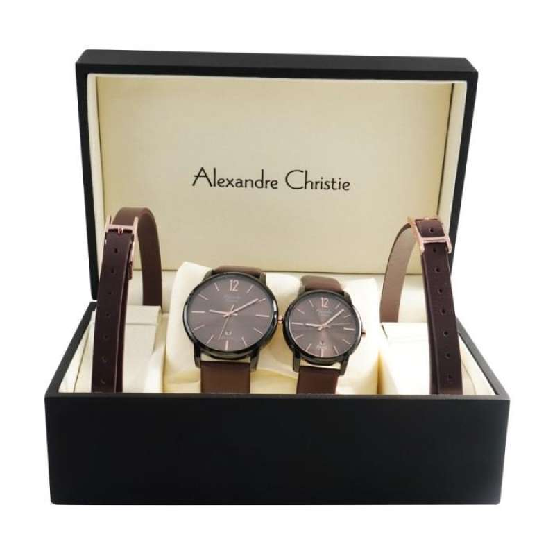 JAM TANGAN ALEXANDRE CHRISTIE AC 8669 AC8669 BOX SET COUPLE ORIGINAL
